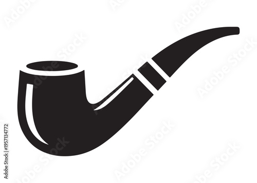 smoking pipe logo silhouette vector, tobacco smoking pipe logo silhouette illustration, cigarette smoking pipe logo vector, wooden smoking pipe logo silhouette design on white background