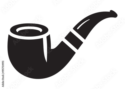 smoking pipe logo silhouette vector, tobacco smoking pipe logo silhouette illustration, cigarette smoking pipe logo vector, wooden smoking pipe logo silhouette design on white background