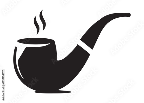 smoking pipe logo silhouette vector, tobacco smoking pipe logo silhouette illustration, cigarette smoking pipe logo vector, wooden smoking pipe logo silhouette design on white background