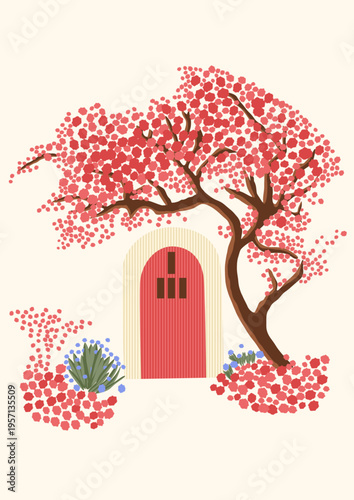 tree with red flowers