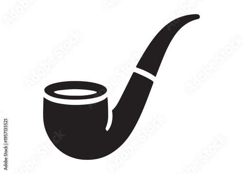 smoking pipe logo silhouette vector, tobacco smoking pipe logo silhouette illustration, cigarette smoking pipe logo vector, wooden smoking pipe logo silhouette design on white background