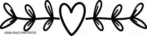 abstract black and white heart with branches 
