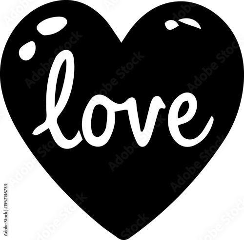 Heart with love text on it
