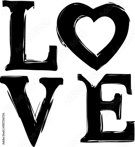 Hand drawn Love word in brush stroke 