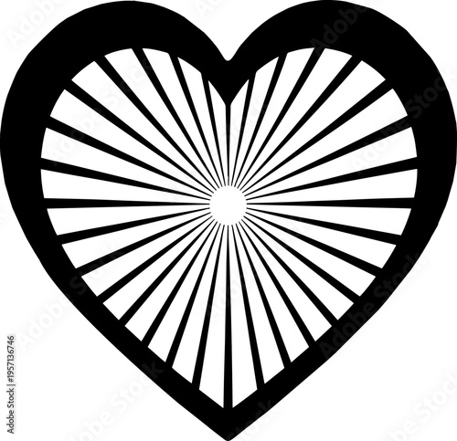 heart shaped with radial light 