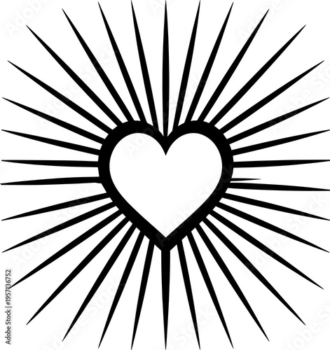 radial heart with white background