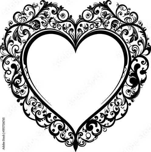 heart frame with floral ornament