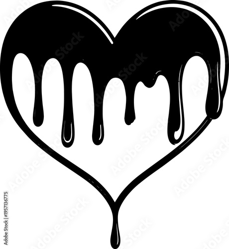 dripping heart on white background