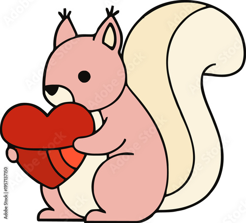 squirrel with red hearts 