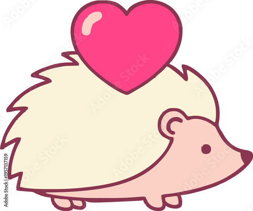 vector illustration of a heart and hedgehog 