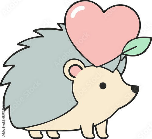 Hedgehog with heart shaped balloon