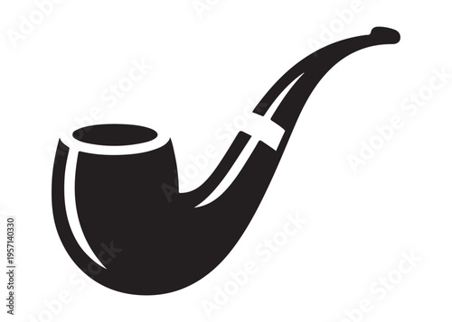 smoking pipe logo silhouette vector, tobacco smoking pipe logo silhouette illustration, cigarette smoking pipe logo vector, wooden smoking pipe logo silhouette design on white background