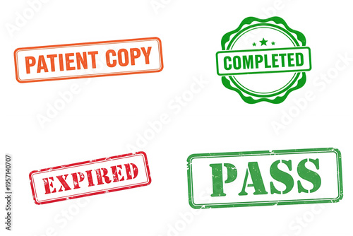 Vintage style travel and safety stamp collection, isolated on transparent cutout Stamp set png.