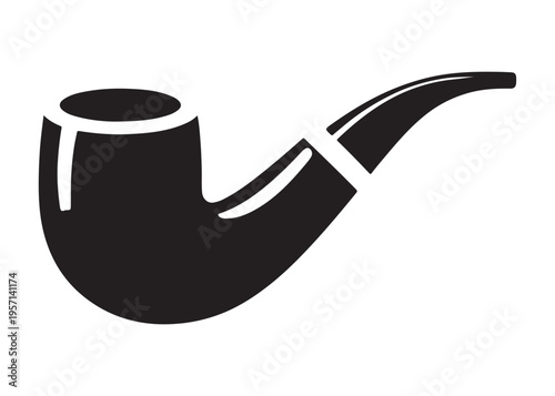 smoking pipe logo silhouette vector, tobacco smoking pipe logo silhouette illustration, cigarette smoking pipe logo vector, wooden smoking pipe logo silhouette design on white background