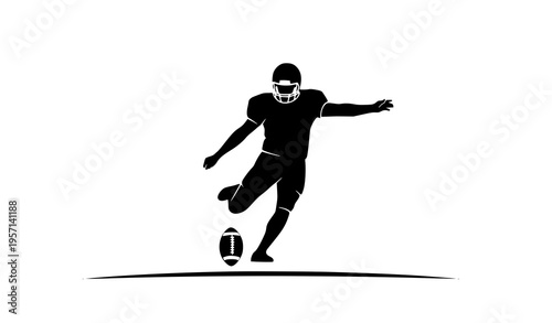 Football player silhouette set with ball actions minimal soccer vector illustration isolated on white background