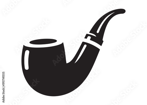 smoking pipe logo silhouette vector, tobacco smoking pipe logo silhouette illustration, cigarette smoking pipe logo vector, wooden smoking pipe logo silhouette design on white background