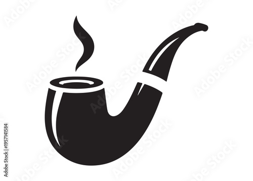 smoking pipe logo silhouette vector, tobacco smoking pipe logo silhouette illustration, cigarette smoking pipe logo vector, wooden smoking pipe logo silhouette design on white background