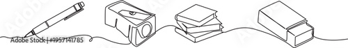 Simple Education Icons Single Line Style,