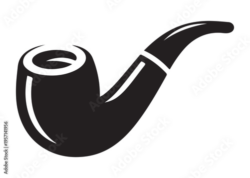 smoking pipe logo silhouette vector, tobacco smoking pipe logo silhouette illustration, cigarette smoking pipe logo vector, wooden smoking pipe logo silhouette design on white background