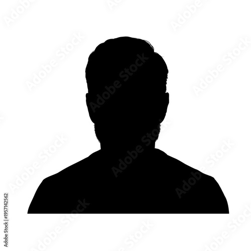 man face silhouette – front view, vector illustration	