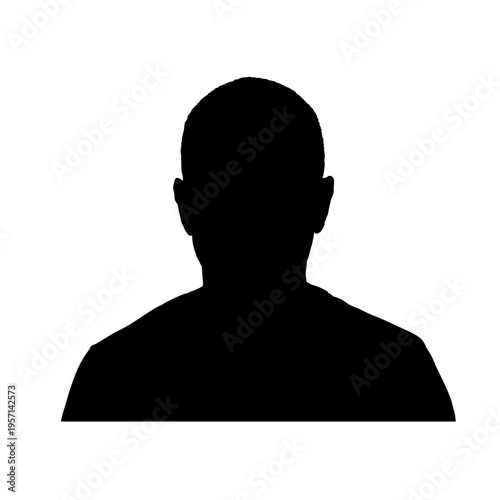 man face silhouette – front view, vector illustration	