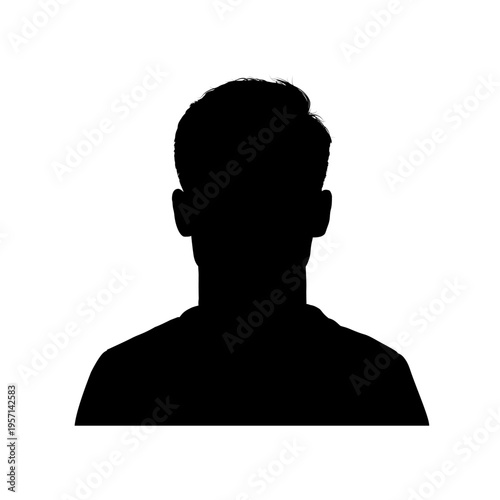 man face silhouette – front view, vector illustration	