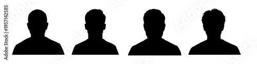 set of man face silhouette – front view, vector illustration