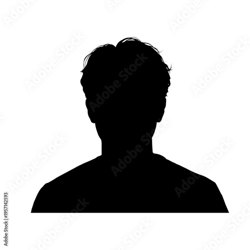 man face silhouette – front view, vector illustration	