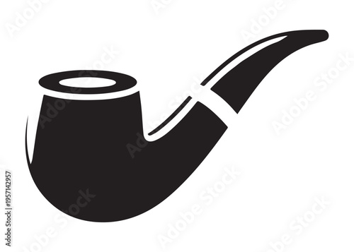 smoking pipe logo silhouette vector, tobacco smoking pipe logo silhouette illustration, cigarette smoking pipe logo vector, wooden smoking pipe logo silhouette design on white background