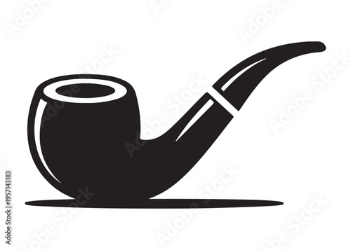 smoking pipe logo silhouette vector, tobacco smoking pipe logo silhouette illustration, cigarette smoking pipe logo vector, wooden smoking pipe logo silhouette design on white background