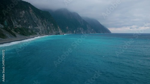 Aerial view of Qingshui Cliff in Taroko National Park , Taiwan.
