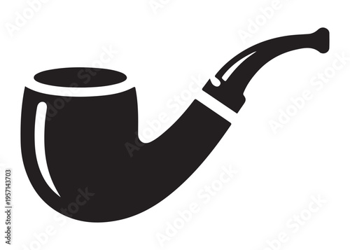 smoking pipe logo silhouette vector, tobacco smoking pipe logo silhouette illustration, cigarette smoking pipe logo vector, wooden smoking pipe logo silhouette design on white background