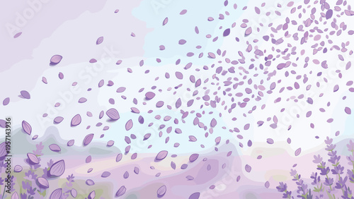 Lavender Field Floral Wind Background - Spring Summer Nature Scene