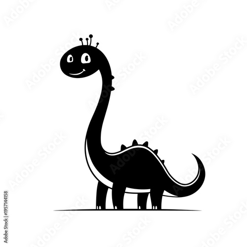 Diplodocus. Diplodocus simple black and white line art vector logo