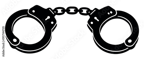 Handcuffs icon showing a tool for arrest and detention, symbolizing law enforcement, justice, and imprisonment