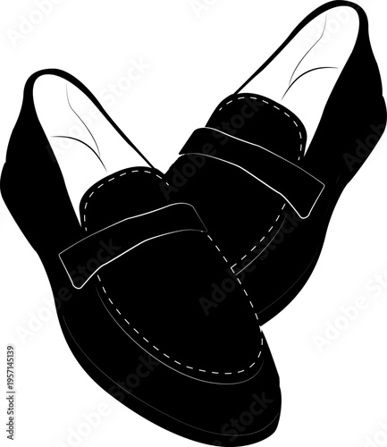 Men's shoes. Loafers. Elegant men's shoes.  A stylish pair with a smooth surface and neat trim.