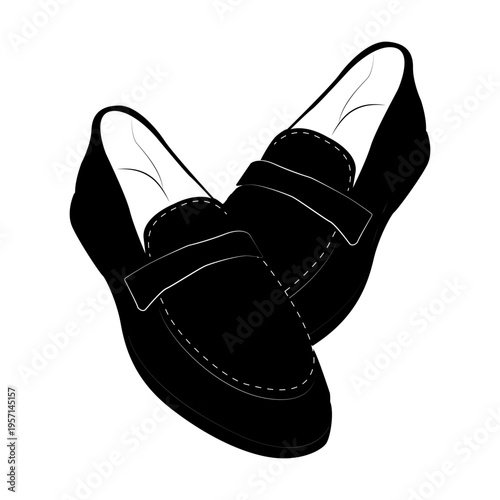 Men's shoes. Loafers. Elegant men's shoes.  A stylish pair with a smooth surface and neat trim.