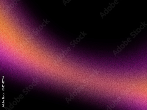 Abstrakter körniger Pink Orange Verlauf mit gebogenem Glow auf schwarzem Hintergrund