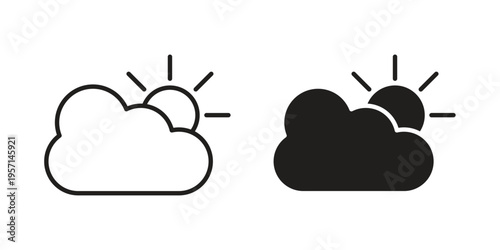 Partially cloudy icons simple design. Vector illustration for web ui