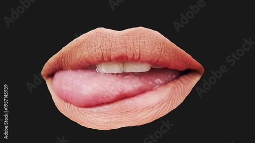 Photographic cut out mouth featuring a real stylised moving sequence with alpha for easy drag and drop.
