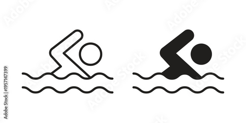 Swimming icons simple design. Vector illustration for web ui