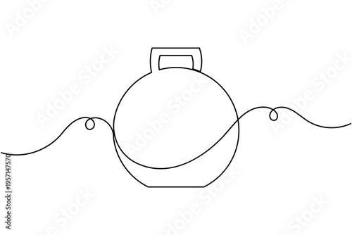 Kettlebell weightlifting icon continuous one line drawing on white background single art minimal fitness and muscle strength symbol outline vector illustration