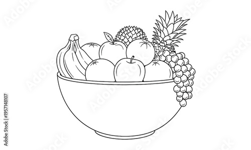 Silhouette of fresh fruits in a bowl healthy food concept