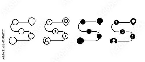 Distance Icon Vector Set. Outline Roadmap Symbol