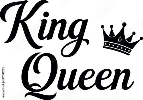 King and queen text with crown icon