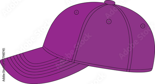 Purple baseball cap mockup isolated on dark background, stylish casual hat design for branding, fashion accessory, sports headwear template