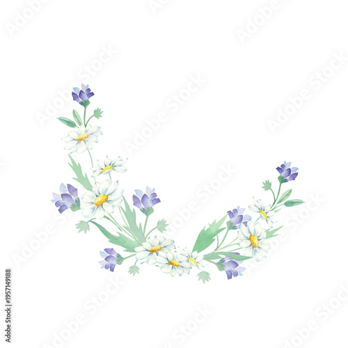 Wildflowers. Flower bush. Watercolor