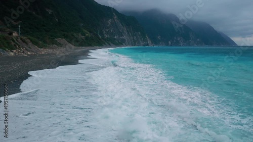 Aerial view of Qingshui Cliff in Taroko National Park , Taiwan.