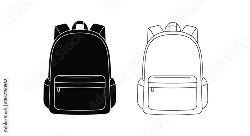 Two contrasting depictions of a modern school or travel backpack