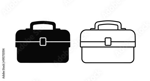 Two vintage lunchboxes one black one white side by side